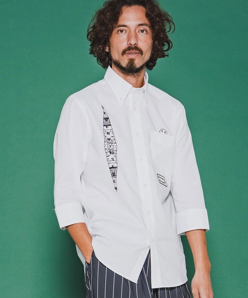 seventy seven(セブンティセブン)の「ms6373-OX button-down half-S shirt (26S) シャツ(7726S300)(シャツ/ブラウス・メンズ・ホワイト/ブラック/ブルー・XL/L/M/S)」の5枚目の写真