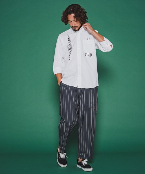 seventy seven(セブンティセブン)の「ms6373-OX button-down half-S shirt (26S) シャツ(7726S300)(シャツ/ブラウス・メンズ・ホワイト/ブラック/ブルー・XL/L/M/S)」の8枚目の写真