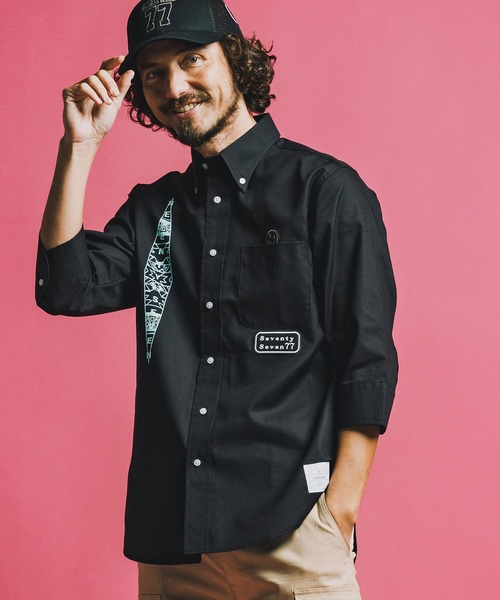 seventy seven(セブンティセブン)の「ms6373-OX button-down half-S shirt (26S) シャツ(7726S300)(シャツ/ブラウス・メンズ・ホワイト/ブラック/ブルー・XL/L/M/S)」の15枚目の写真