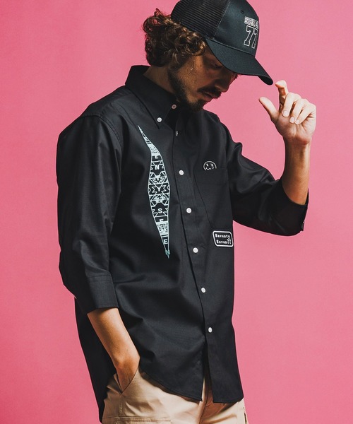 seventy seven(セブンティセブン)の「ms6373-OX button-down half-S shirt (26S) シャツ(7726S300)(シャツ/ブラウス・メンズ・ホワイト/ブラック/ブルー・XL/L/M/S)」の16枚目の写真