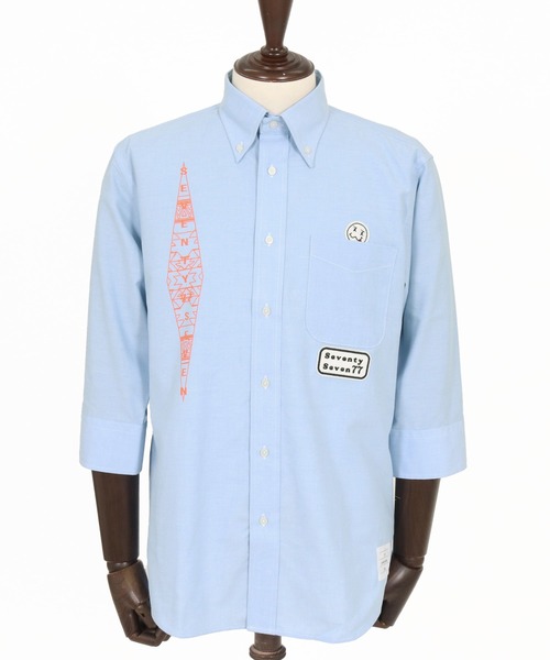 seventy seven(セブンティセブン)の「ms6373-OX button-down half-S shirt (26S) シャツ(7726S300)(シャツ/ブラウス・メンズ・ホワイト/ブラック/ブルー・XL/L/M/S)」の21枚目の写真