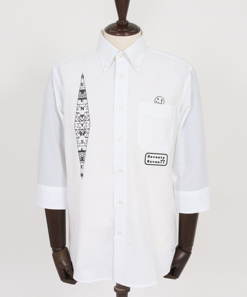 seventy seven(セブンティセブン)の「ms6373-OX button-down half-S shirt (26S) シャツ(7726S300)(シャツ/ブラウス・メンズ・ホワイト/ブラック/ブルー・XL/L/M/S)」の22枚目の写真