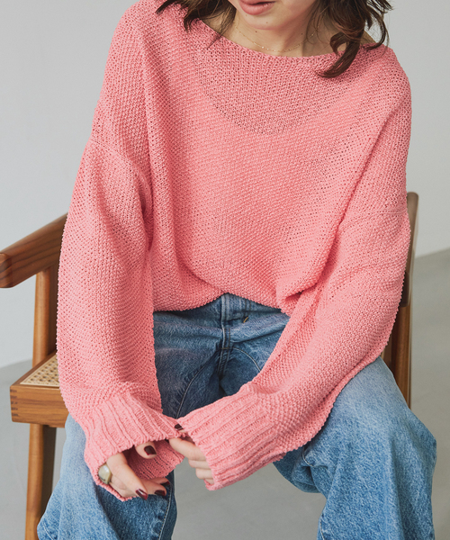 Spick & Span（スピックアンドスパン）の「《WEB限定カラー有り / 追加》ペーパーヤーン2WAYルーズプルオーバー（ニット/セーター・レディース・マルチ/アイボリー/ピンク/ネイビー・FREE）」の3枚目の写真