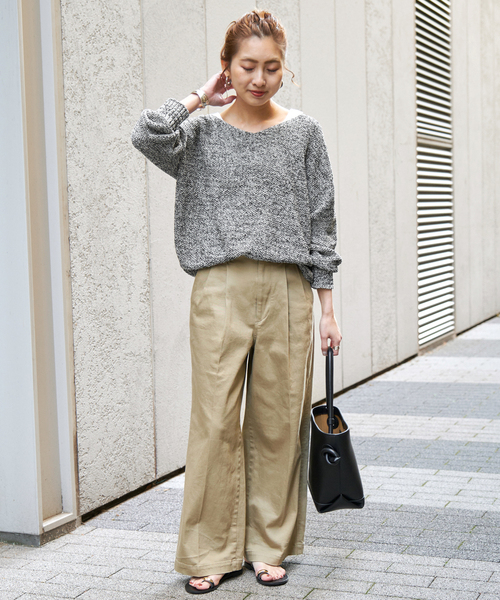 Spick & Span（スピックアンドスパン）の「《WEB限定カラー有り / 追加》ペーパーヤーン2WAYルーズプルオーバー（ニット/セーター・レディース・マルチ/アイボリー/ピンク/ネイビー・FREE）」の6枚目の写真