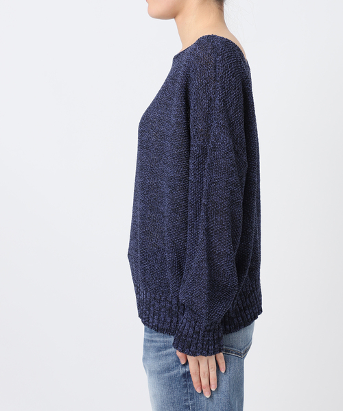 Spick & Span（スピックアンドスパン）の「《WEB限定カラー有り / 追加》ペーパーヤーン2WAYルーズプルオーバー（ニット/セーター・レディース・マルチ/アイボリー/ピンク/ネイビー・FREE）」の8枚目の写真