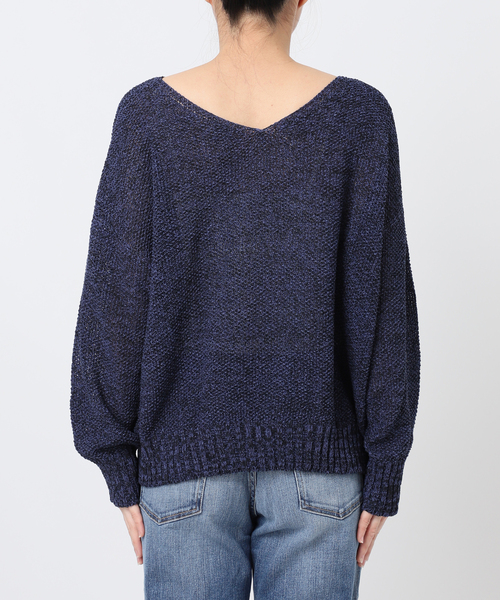 Spick & Span（スピックアンドスパン）の「《WEB限定カラー有り / 追加》ペーパーヤーン2WAYルーズプルオーバー（ニット/セーター・レディース・マルチ/アイボリー/ピンク/ネイビー・FREE）」の9枚目の写真