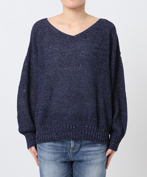 Spick & Span（スピックアンドスパン）の「《WEB限定カラー有り / 追加》ペーパーヤーン2WAYルーズプルオーバー（ニット/セーター・レディース・マルチ/アイボリー/ピンク/ネイビー・FREE）」の13枚目の写真