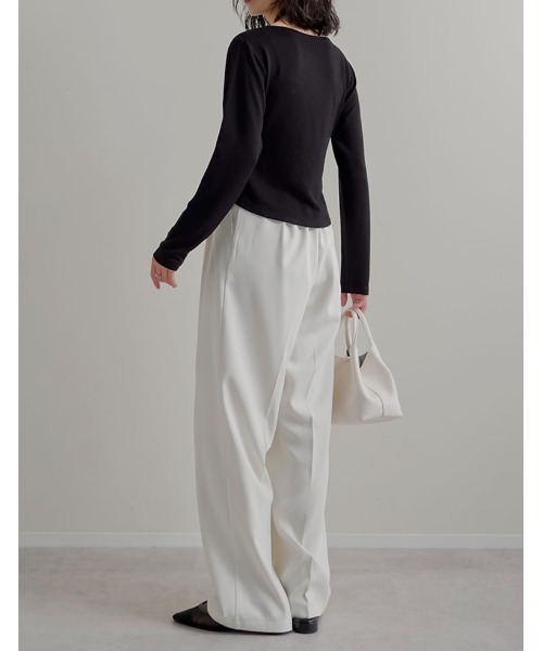 Re:EDIT（リエディ）の「[2026S/S COLLECTION]アシンメトリーフリルカットソー（カーディガン/ボレロ・レディース・チャコールグレー/ブラック/アイボリー/イエロー・MEDIUM/LARGE）」の12枚目の写真