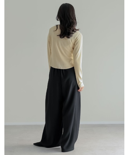 Re:EDIT（リエディ）の「[2026S/S COLLECTION]アシンメトリーフリルカットソー（カーディガン/ボレロ・レディース・チャコールグレー/ブラック/アイボリー/イエロー・MEDIUM/LARGE）」の16枚目の写真