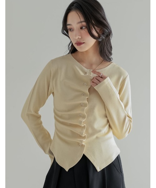 2026S/S COLLECTION]アシンメトリーフリルカットソー（カーディガン