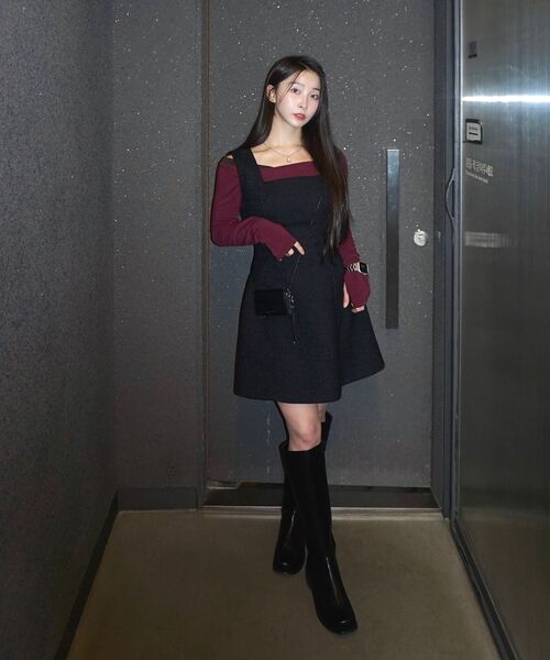 MARROT（マロット）の「ウールツイードボリュームミニドレス_ブラック（ワンピース・レディース・その他・MEDIUM/SMALL）」の3枚目の写真