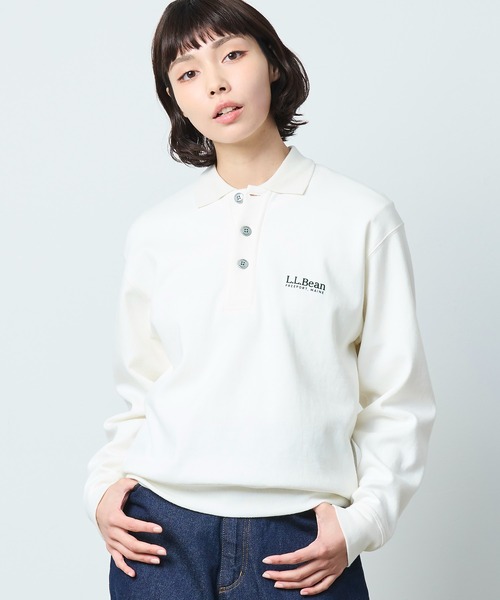 L.L.Bean(エルエルビーン)の「【JAPAN EDITION】ポーテージ・ポロスウェットシャツ(スウェット・レディース・アイボリー/ライトグレー/ネイビー・MEDIUM)」の1枚目の写真