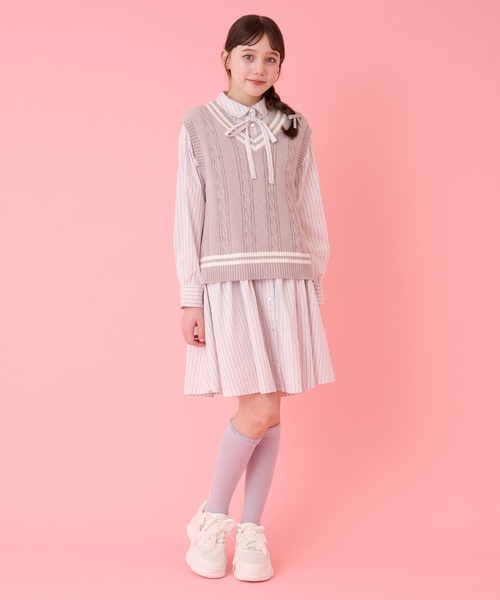 セール】ニットベスト＆シャツワンピースセット（シャツワンピース