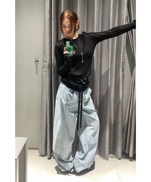 MUSINSA STANDARD WOMAN（ムシンサスタンダードウーマン）の「ウィメンズフラットヤーンバーティカルクロシェクルーネックニット[ブラック]（ニット/セーター・レディース・その他・SMALL/MEDIUM/LARGE/X-SMALL）」の13枚目の写真