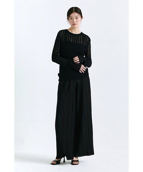 MUSINSA STANDARD WOMAN（ムシンサスタンダードウーマン）の「ウィメンズフラットヤーンバーティカルクロシェクルーネックニット[ブラック]（ニット/セーター・レディース・その他・SMALL/MEDIUM/LARGE/X-SMALL）」の14枚目の写真
