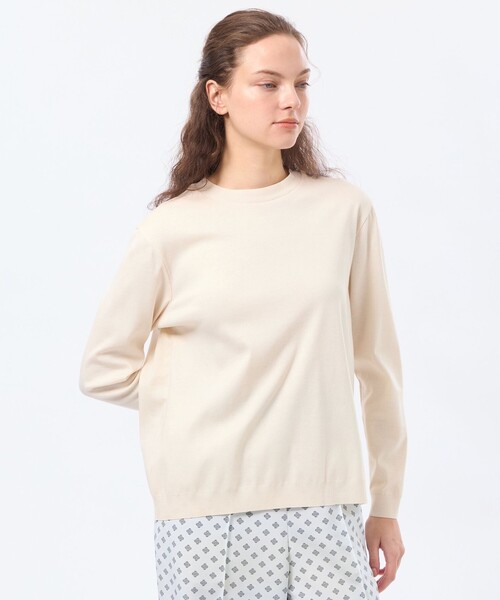 MACKINTOSH PHILOSOPHY(マッキントッシュ フィロソフィー)の「シルキーコットンニットプルオーバー(ニット/セーター・レディース・グレー系その他2/ダークネイビー/ベージュ系その他・38)」の2枚目の写真