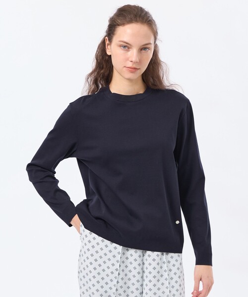 MACKINTOSH PHILOSOPHY(マッキントッシュ フィロソフィー)の「シルキーコットンニットプルオーバー(ニット/セーター・レディース・グレー系その他2/ダークネイビー/ベージュ系その他・38)」の3枚目の写真