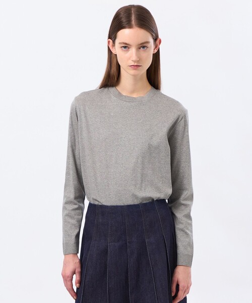 MACKINTOSH PHILOSOPHY(マッキントッシュ フィロソフィー)の「シルキーコットンニットプルオーバー(ニット/セーター・レディース・グレー系その他2/ダークネイビー/ベージュ系その他・38)」の1枚目の写真