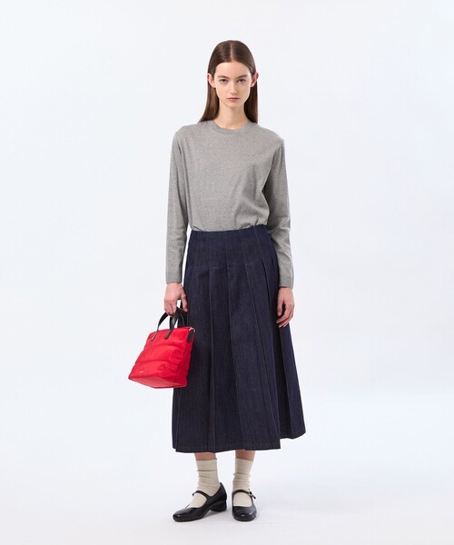 MACKINTOSH PHILOSOPHY(マッキントッシュ フィロソフィー)の「シルキーコットンニットプルオーバー(ニット/セーター・レディース・グレー系その他2/ダークネイビー/ベージュ系その他・38)」の4枚目の写真