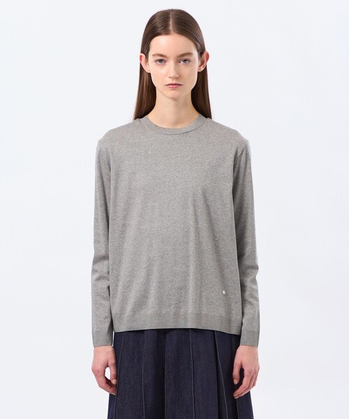 MACKINTOSH PHILOSOPHY(マッキントッシュ フィロソフィー)の「シルキーコットンニットプルオーバー(ニット/セーター・レディース・グレー系その他2/ダークネイビー/ベージュ系その他・38)」の7枚目の写真