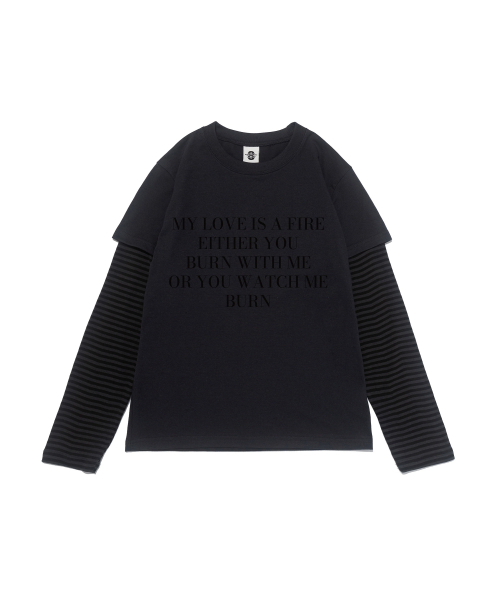 CARGOBROS FOR WOMAN(カーゴブロスフォーウィメン)の「レタリングレイヤードロングスリーブ(チャコール)(Tシャツ/カットソー・レディース・その他・FREE)」の1枚目の写真