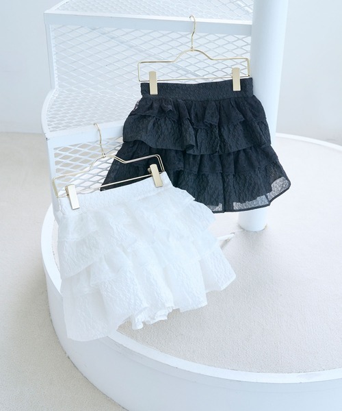 Rose Muse(ロゼミューズ)の「Jacquard tiered mini skirt pants(スカート・レディース・ホワイト/ブラック・FREE)」の3枚目の写真