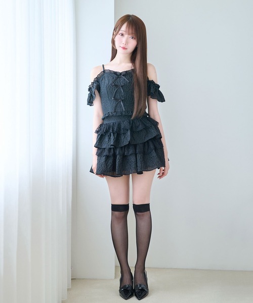 Rose Muse(ロゼミューズ)の「Jacquard tiered mini skirt pants(スカート・レディース・ホワイト/ブラック・FREE)」の11枚目の写真