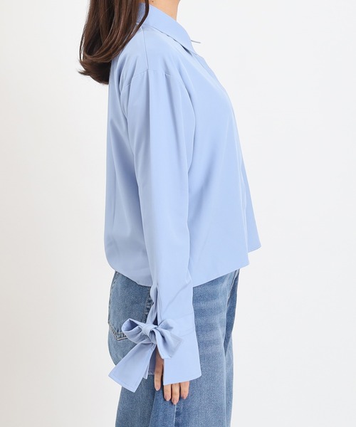 ASTORIA ODIER（アストリアオディール）の「袖リボンシャツ（シャツ/ブラウス・レディース・ホワイト/ブルー・MEDIUM）」の12枚目の写真