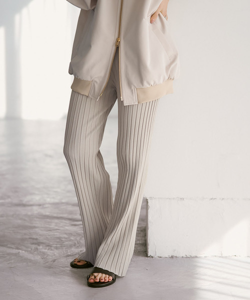 Noble(ノーブル)の「《セットアップ対応》RY/PL ワイドリブ パンツ(その他パンツ・レディース・ベージュ/カーキ・FREE)」の1枚目の写真