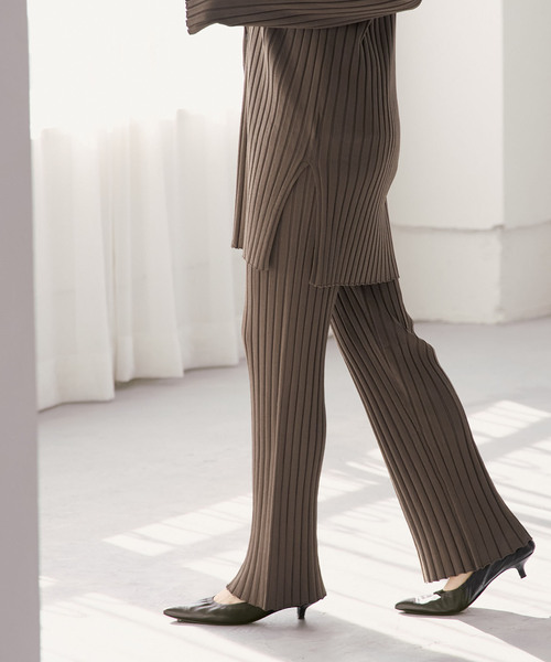 Noble(ノーブル)の「《セットアップ対応》RY/PL ワイドリブ パンツ(その他パンツ・レディース・ベージュ/カーキ・FREE)」の2枚目の写真