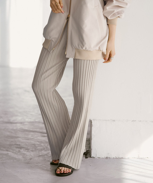Noble(ノーブル)の「《セットアップ対応》RY/PL ワイドリブ パンツ(その他パンツ・レディース・ベージュ/カーキ・FREE)」の3枚目の写真