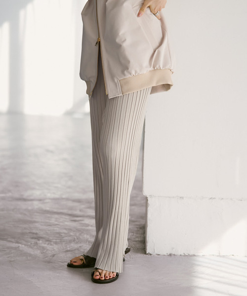 Noble(ノーブル)の「《セットアップ対応》RY/PL ワイドリブ パンツ(その他パンツ・レディース・ベージュ/カーキ・FREE)」の4枚目の写真