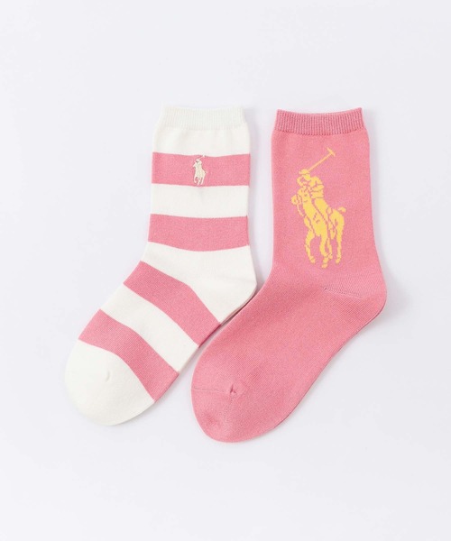 POLO RALPH LAUREN(ポロ ラルフ ローレン)の「≪WEB限定≫【2足セット】POLO RALPH LAUREN CANDY SHOP STRIPE & BIG POLO PLAYER キッズソックス 94821201(ソックス/靴下・キッズ・サックスブルー/レモンイエロー/サーモンピンク・16-18cm/19-21cm)」の3枚目の写真