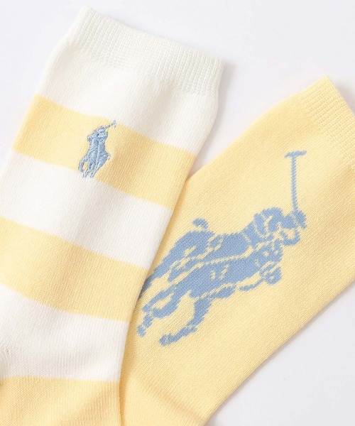 POLO RALPH LAUREN(ポロ ラルフ ローレン)の「≪WEB限定≫【2足セット】POLO RALPH LAUREN CANDY SHOP STRIPE & BIG POLO PLAYER キッズソックス 94821201(ソックス/靴下・キッズ・サックスブルー/レモンイエロー/サーモンピンク・16-18cm/19-21cm)」の4枚目の写真