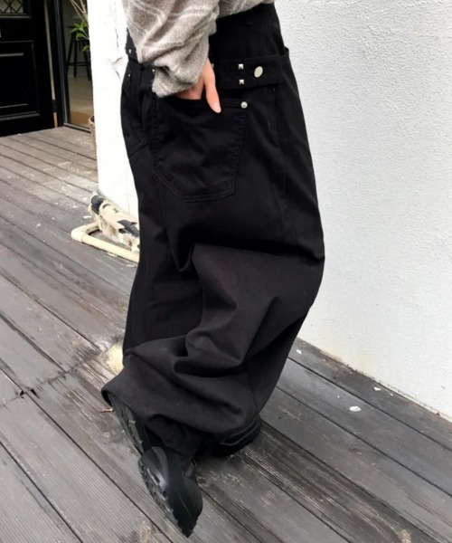 おしゃれスタ(オシャレスタ)の「ウエストベルトデザイン ワイドパンツ(その他パンツ・レディース・ホワイト/ブラック・S/M/L)」の9枚目の写真