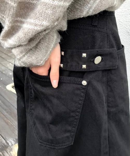 おしゃれスタ(オシャレスタ)の「ウエストベルトデザイン ワイドパンツ(その他パンツ・レディース・ホワイト/ブラック・S/M/L)」の11枚目の写真