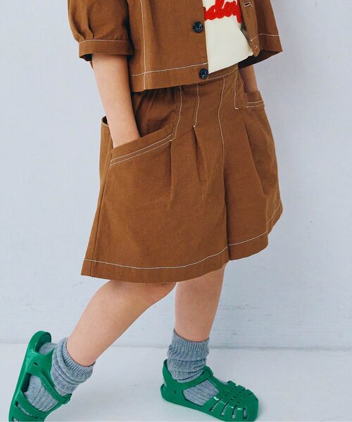 p.premier（ピードットプルミエ）の「タックキュロットハーフパンツ（その他パンツ・キッズ・ブラウン/レッド/ストライプ・140/130/120/110/100/90/80）」の2枚目の写真