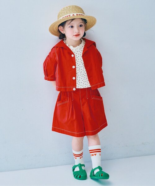 p.premier（ピードットプルミエ）の「タックキュロットハーフパンツ（その他パンツ・キッズ・ブラウン/レッド/ストライプ・140/130/120/110/100/90/80）」の9枚目の写真