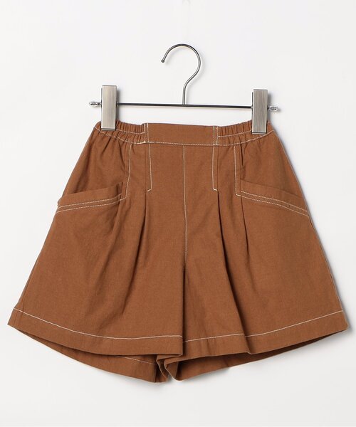 p.premier（ピードットプルミエ）の「タックキュロットハーフパンツ（その他パンツ・キッズ・ブラウン/レッド/ストライプ・140/130/120/110/100/90/80）」の4枚目の写真