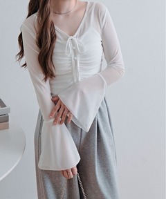 Tulle Sleeve Knit Top（ニット/セーター）｜Her lip to（ハーリップ