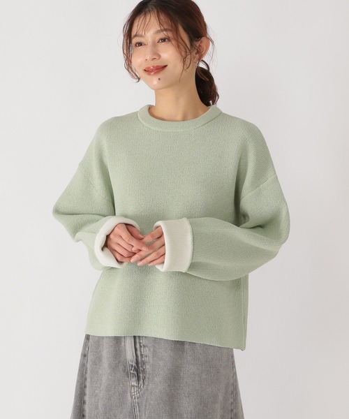 studio CLIP（スタディオクリップ）の「7ゲージリバーシブルニット（ニット/セーター・レディース・ライトグリーン/ライトグレー/ライトベージュ/ライトブルー・FREE）」の3枚目の写真