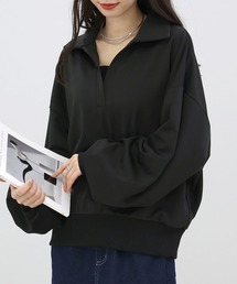 ポンチ長袖スキッパープルオーバー