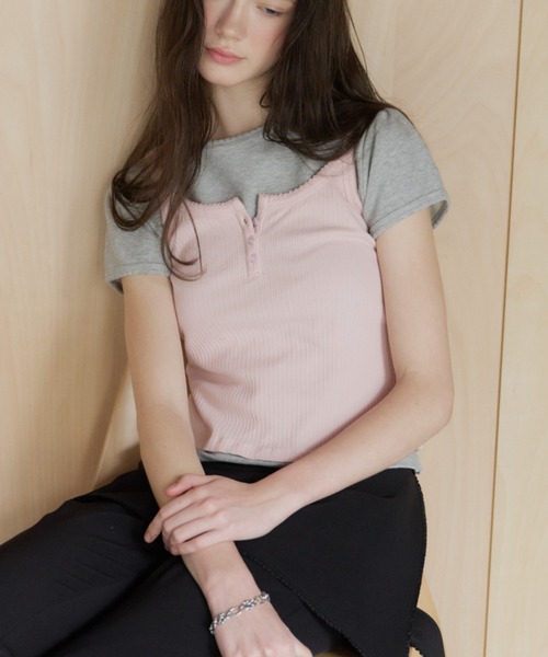 GIUNON(ジウノン)の「scallop pile puff t-shirt / スカラップパイルパフTシャツ(Tシャツ/カットソー・レディース・ブルー/グレー/ブラック/ホワイト/ピンク/パープル・FREE)」の21枚目の写真