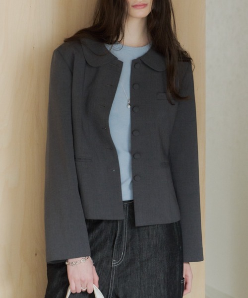 GIUNON(ジウノン)の「scallop pile puff t-shirt / スカラップパイルパフTシャツ(Tシャツ/カットソー・レディース・ブルー/グレー/ブラック/ホワイト/ピンク/パープル・FREE)」の7枚目の写真