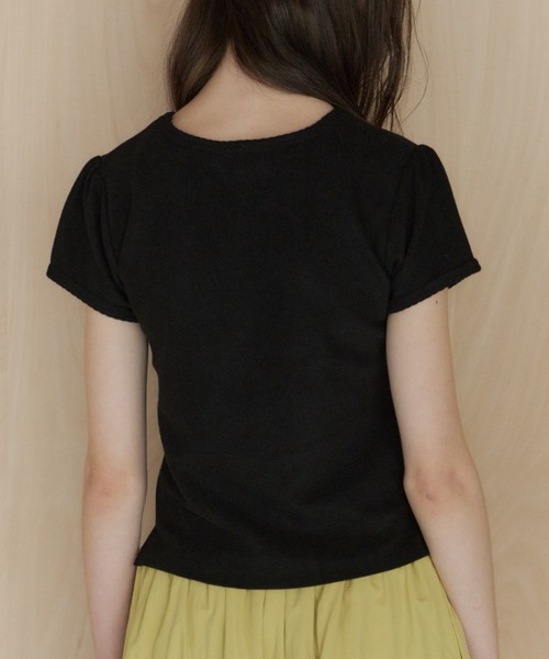 GIUNON(ジウノン)の「scallop pile puff t-shirt / スカラップパイルパフTシャツ(Tシャツ/カットソー・レディース・ブルー/グレー/ブラック/ホワイト/ピンク/パープル・FREE)」の15枚目の写真