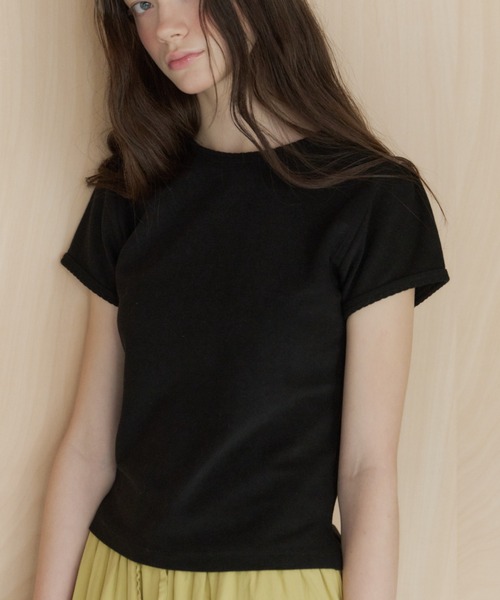 GIUNON(ジウノン)の「scallop pile puff t-shirt / スカラップパイルパフTシャツ(Tシャツ/カットソー・レディース・ブルー/グレー/ブラック/ホワイト/ピンク/パープル・FREE)」の14枚目の写真