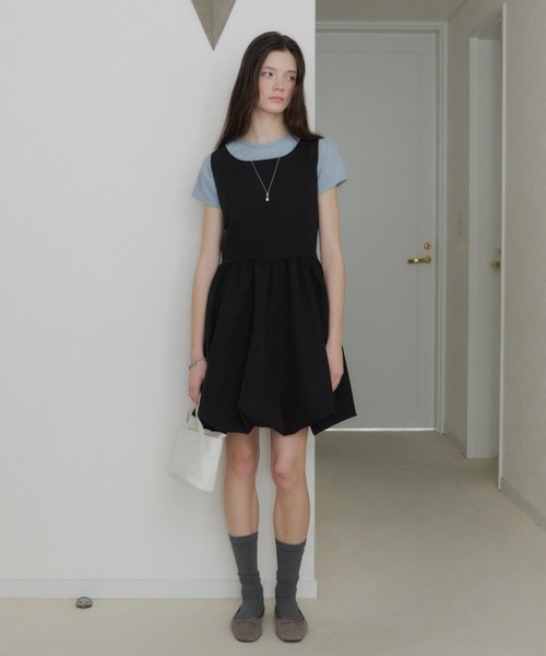 GIUNON(ジウノン)の「scallop pile puff t-shirt / スカラップパイルパフTシャツ(Tシャツ/カットソー・レディース・ブルー/グレー/ブラック/ホワイト/ピンク/パープル・FREE)」の8枚目の写真