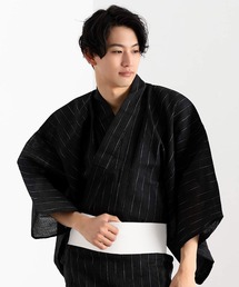 KYOETSU（キョウエツ）の「メンズ しじら浴衣 6点セット ( 浴衣 + 帯 + 下駄 + 腰紐 + 信玄袋 + 扇子 )（浴衣）」