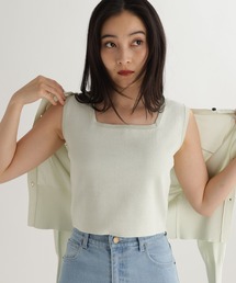 【daily CLIP】ダブルフロントショートニットタンク