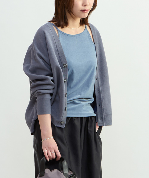 CONVERSE TOKYO(コンバーストウキョウ)の「BACK LOGO SUMMER KNIT CARDIGAN(カーディガン/ボレロ・レディース・グレー/ブラック/ブルー・FREE)」の1枚目の写真